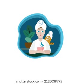 Spa home in modern style on white background. Healthy lifestyle concept.