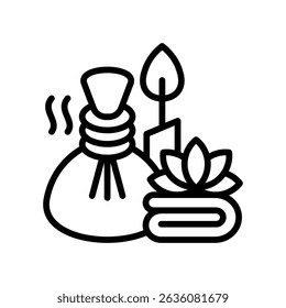 Spa Hot Compress Icon Line Vector Illustration