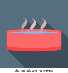 Spa Or Hot Tub Icon, Flat Style