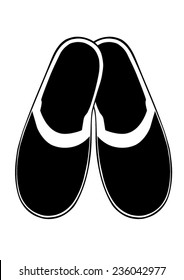 Spa, hotel - home slippers close - black and white - vector - easy change colors