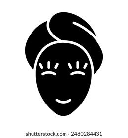 Spa icon. Face with towel, relaxation, pampering, self-care, beauty treatment, wellness, spa day, facial.