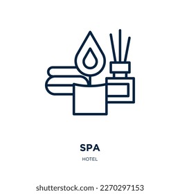 spa icon from hotel collection. Thin linear spa, health, flower outline icon isolated on white background. Line vector spa sign, symbol for web and mobile