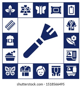 spa icon set. 17 filled spa icons.  Collection Of - Leaf, Hair curler, Well, Makeup, Bathtub, Bathrobe, Bath, Butterfly, Wellness, Robe, Makeup remover, Leggings icons