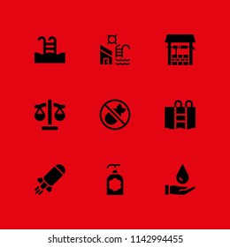spa icon set. balance, well and swimming pool vector icon for graphic design and web