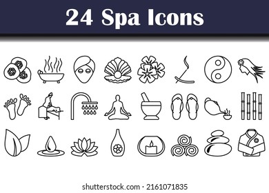 Spa Icon Set. Bold Outline Design With Editable Stroke Width. Vector Illustration.