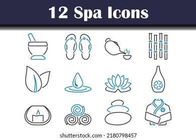 Spa Icon Set. Editable Bold Outline With Color Fill Design. Vector Illustration.