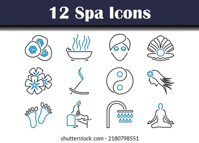 Spa Icon Set. Editable Bold Outline With Color Fill Design. Vector Illustration.