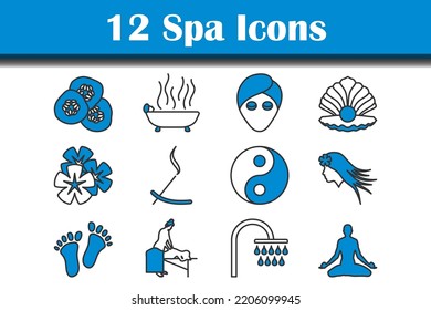 Spa Icon Set. Editable Bold Outline With Color Fill Design. Vector Illustration.