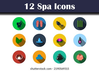 Spa Icon Set. Flat Design With Long Shadow. Vector illustration.