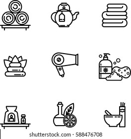 SPA icon set lineart vector on white background