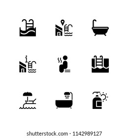 spa icon set. sauna, lotion and swimming pool vector icon for graphic design and web