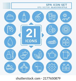 Spa Icon Set. suitable for Spa symbol. blue eyes style. simple design editable. design template vector. simple symbol illustration