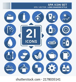 Spa Icon Set. suitable for Spa symbol. long shadow style. simple design editable. design template vector. simple symbol illustration