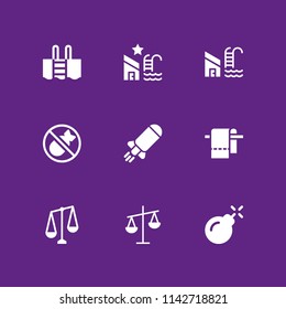 spa icon set. swimming pool, balance and bomb vector icon for graphic design and web