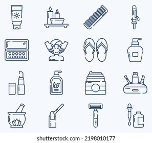 Spa icon set, Therapy and treatment vector
