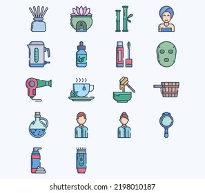 Spa icon set, Therapy and treatment vector