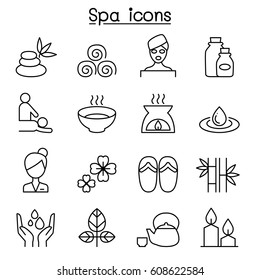 Spa icon set in thin line style