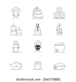 Spa icon set. Spa treatments and Spa massage therapy . symbols. Vector Illustration.