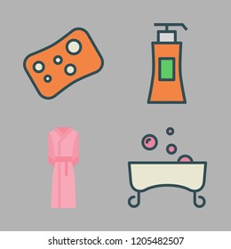 spa icon set. vector set about soap, liquid soap, bathrobe and bathtub icons set.