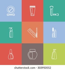 Spa icon set. Vector linear spa icon set on flat individual color background