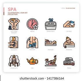 Spa icon set for web design, book, magazine, poster, ads, app, etc.