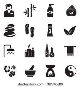 Spa Icons. Black Flat Design. Vector Illustration. 