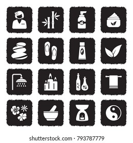 Spa Icons. Grunge Black Flat Design. Vector Illustration. 