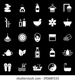 Spa icons on black background, stock vector