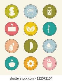spa icons over beige background. vector illustration
