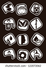 spa icons over black background. vector illustration
