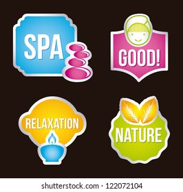 spa icons over black background. vector illustration