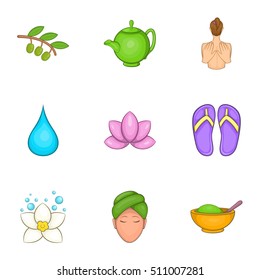 SPA icons set. Cartoon illustration of 9 SPA vector icons for web
