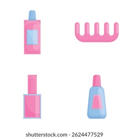 Ícones de spa definem o vetor de desenhos animados. Ferramenta de manicura e quiropodia. Moda, beleza