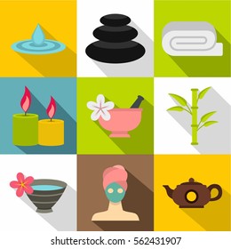 SPA icons set. Flat illustration of 9 SPA vector icons for web