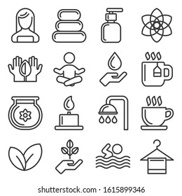 Spa Icons Set on White Background. Line Style Vector
