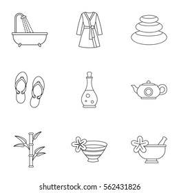 SPA icons set. Outline illustration of 9 SPA vector icons for web