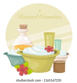 Spa illustration, with natural cosmetics, vector