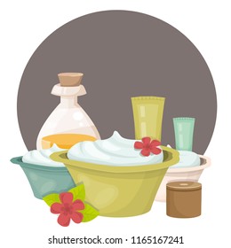 Spa illustration, with natural cosmetics, vector