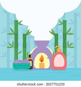 spa illustration with related icons