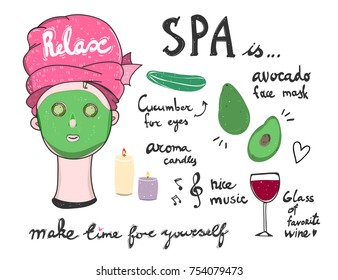 Spa is... Colored vector illustration. Everything is isolated