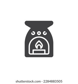 Lámpara Spa con icono vectorial de vela. signo plano relleno para concepto móvil y diseño web. Icono de glifo de lámpara de aroma. Símbolo, ilustración del logotipo. Gráficos vectoriales