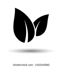 Spa Leaves Icon. Black on White Background With Shadow. Vector Illustration.