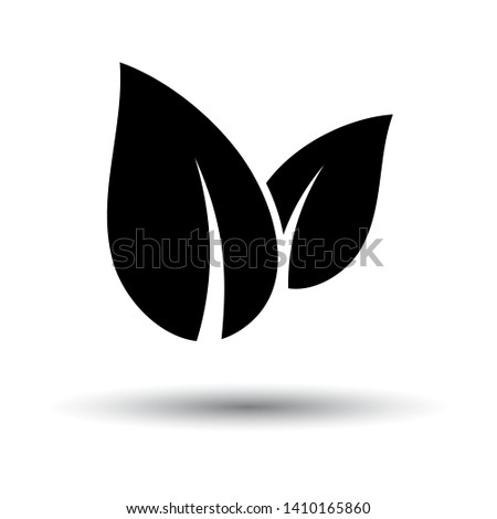 Spa Leaves Icon. Black on White Background With Shadow. Vector Illustration.