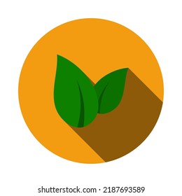 Spa Leaves Icon. Flat Circle Stencil Design With Long Shadow. Vector Illustration.