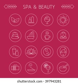 Spa and leisure linear icons