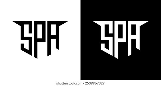 SPA letter logo design with white background in illustrator, vector logo modern alphabet font overlap style, calligraphy designs for logo, Poster, Invitation, etc.