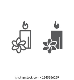 Spa line and glyph icon, hotel and relax, lotus and candle sign, vector graphics, a linear pattern on a white background, eps 10.