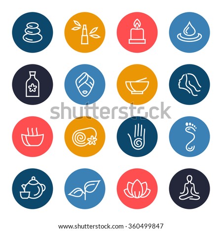 Spa line icon set