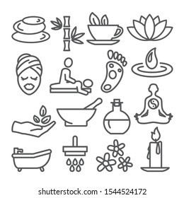 Spa line icons set on white background