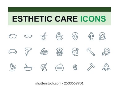 Spa line icons set. Related to massage, skincare, wellness, facial, beauty, salon and more. Thin line icon collection. Editable and pixel perfect.